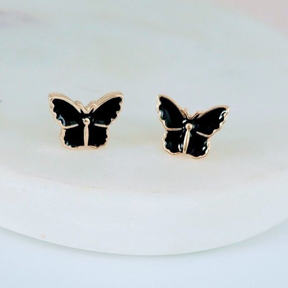 Jewelry - 5/$25 Black Butterfly Small Stud Earrings